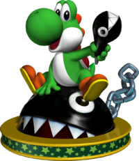 Artwork of Yoshi from Mario Party 5.
