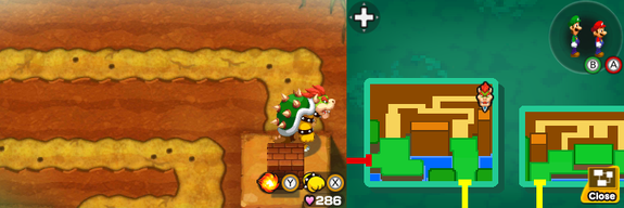 Last block in Dimble Wood of Mario & Luigi: Bowser's Inside Story + Bowser Jr.'s Journey.