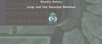 Luigi trapped in the mansion, which alludes to Luigi's Mansion.