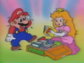 Mario shows the comic books to Princess Peach