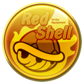 A Mario Kart Tour Red Shell Strike Equipment gold badge