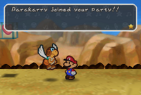 Parakarry joins Mario's party in Paper Mario