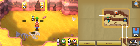 Seventeenth, eighteenth and nineteenth blocks in Teehee Valley of Mario & Luigi: Superstar Saga + Bowser's Minions.