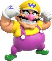 Artwork of Wario in Mario Party: The Top 100 (also used in Mario Kart Tour and Mario Party Superstars)