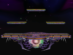 The Battlefield stage, from Super Smash Bros. Melee.