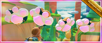 The Calico Toe-Bean Balloons Pack from the Animal Tour in Mario Kart Tour
