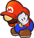 Mario's sprite while guarding in Paper Mario: The Thousand-Year Door.