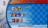 An early character selection screen seen in the 2007 Games Convention's demo. Note the different wording and absence of Daisy, Blaze, Wario, Shadow, Waluigi, and Vector.