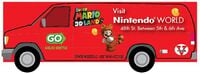 A computer drawing of a red van promoting Mario Kart 7 as well as Nintendo World. It was originally posted to Nintendo's Facebook in October 2011.