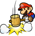 Mario swinging his hammer