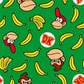 Green background with colored Donkey Kong iconsa