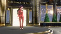 Mayor Pauline in front of New Donk City Hall.