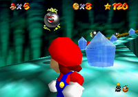 Amps circling around crystals while Mario is looking at them in Bowser in the Dark World.