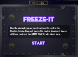 The title screen of Freeze-It, an Adobe Flash game made to promote Mario Party 6.