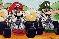 Mario and Luigi driving karts
