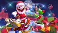 Mario (Santa) tricking in the Jingle Bells and Yoshi (Reindeer) tricking in the Cheermellow