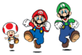 Mario, Luigi and Toad running
