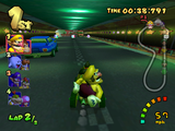 Wario taunts while inside the first tunnel.