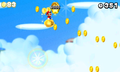Mario riding on a Gold Lakitu's Cloud