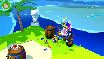 Where and how to find the Purple Toad on Spade Island in Paper Mario: The Origami King