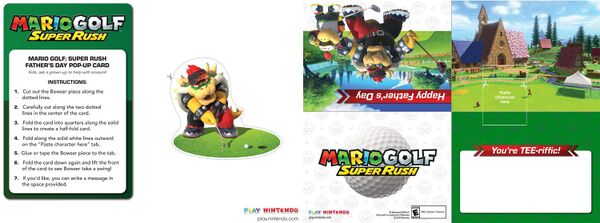 Printable sheet for a Mario Golf: Super Rush-themed Father's Day pop-up card featuring Bowser