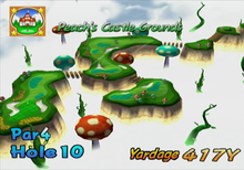 Hole 10 of Peach's Castle Grounds from Mario Golf: Toadstool Tour