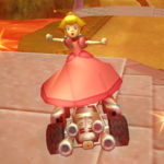 Peach performing a Trick in Mario Kart Wii