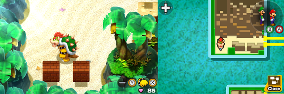 Third and fourth blocks in Plack Beach of Mario & Luigi: Bowser's Inside Story + Bowser Jr.'s Journey.