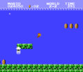 Mario swimming among Bloobers in World 2-2.
