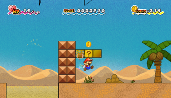 Location of where the second hidden block is in Super Paper Mario, block revealed.
