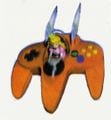 Peach riding a Nintendo 64 Controller (Nintendo Space World 1999)
