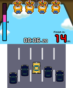 The car transition between microgames in Cruise Controls in WarioWare Gold.