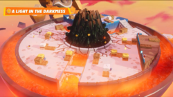 Screenshot of the A Light in the Darkmess battle in Mario + Rabbids Sparks of Hope