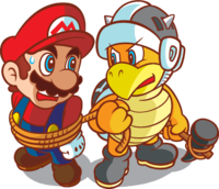 Artwork of Army Hammer Bro and Mario from Super Princess Peach.