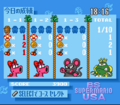 The result screen shows the bosses defeated and Mario Statues collected in the level.