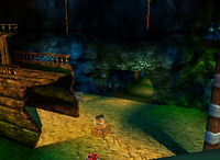 The central cave area of the Gloomy Galleon level in Donkey Kong 64.