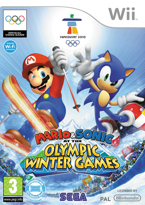 Official box cover for the Wii version of Mario & Sonic at the Olympic Winter Games