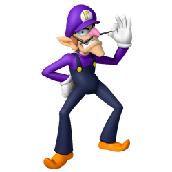 Artwork of Waluigi for Mario Party: Island Tour (reused for Mario & Sonic at the Rio 2016 Olympic Games)