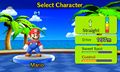 Character select screen with Mario