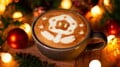 Promotional photo for Super Mario Bros. Wonder featuring latte art depicting a Wonder Flower, from Nintendo Japan's Instagram account during holiday 2023