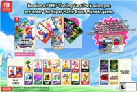 Promotional image for the Super Mario Bros. Wonder trading cards available for pre-ordering the game at Walmart.