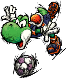 Yoshi, as seen in Super Mario Strikers.
