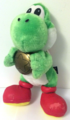 Larger plushie of Yoshi holding a Coin
