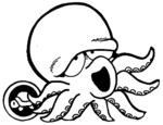 Artwork of the octopus from the 19th volume of KC Deluxe, Super Mario Land 2: 6 Golden Coins Part 1