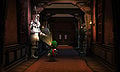 Luigi using the Strobulb on a suit of armor in the Guard Hall.