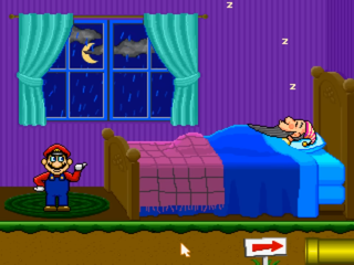 It's Raining, It's Pouring: Displays Mario in a bedroom with an old man in a bed, along with a thunderstorm visible from a window.