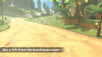 "Get a  lift from the brachiosauruses!" mission in Mario Kart World
