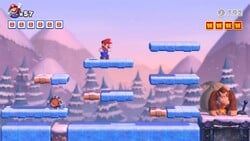 Screenshot of Slippery Summit level 6-DK from the Nintendo Switch version of Mario vs. Donkey Kong