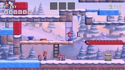 Screenshot of Slippery Summit level 6-mm from the Nintendo Switch version of Mario vs. Donkey Kong