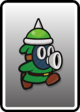 A Green Spike Snifit card from Paper Mario: Color Splash